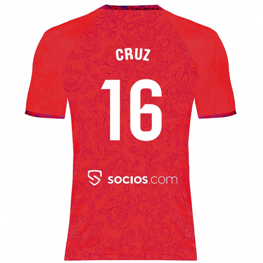 Men Football Jesús Cruz #16 Red Away Jersey 2024/25 T-Shirt Australia