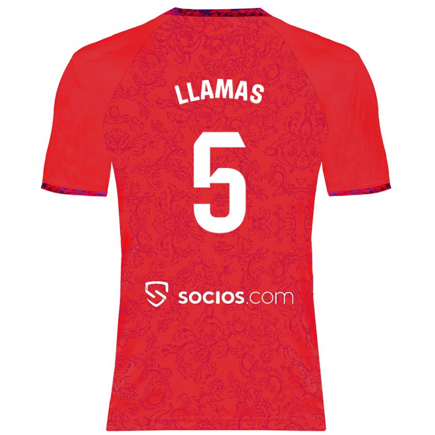 Men Football Eva Llamas Hernández #5 Red Away Jersey 2024/25 T-Shirt Australia