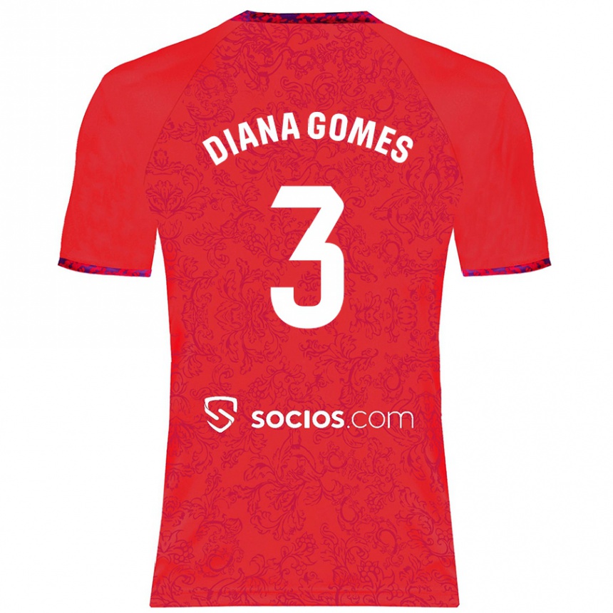 Men Football Diana Catarina Ribeiro Gomes #3 Red Away Jersey 2024/25 T-Shirt Australia