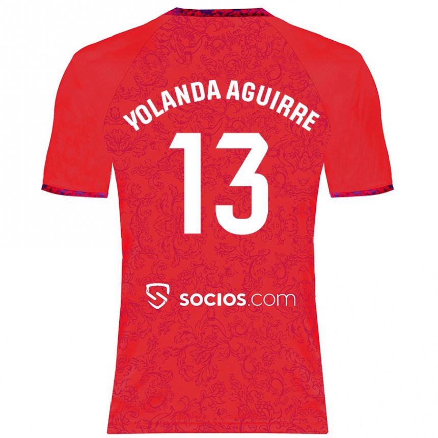 Men Football Yolanda Aguirre Gutiérrez #13 Red Away Jersey 2024/25 T-Shirt Australia