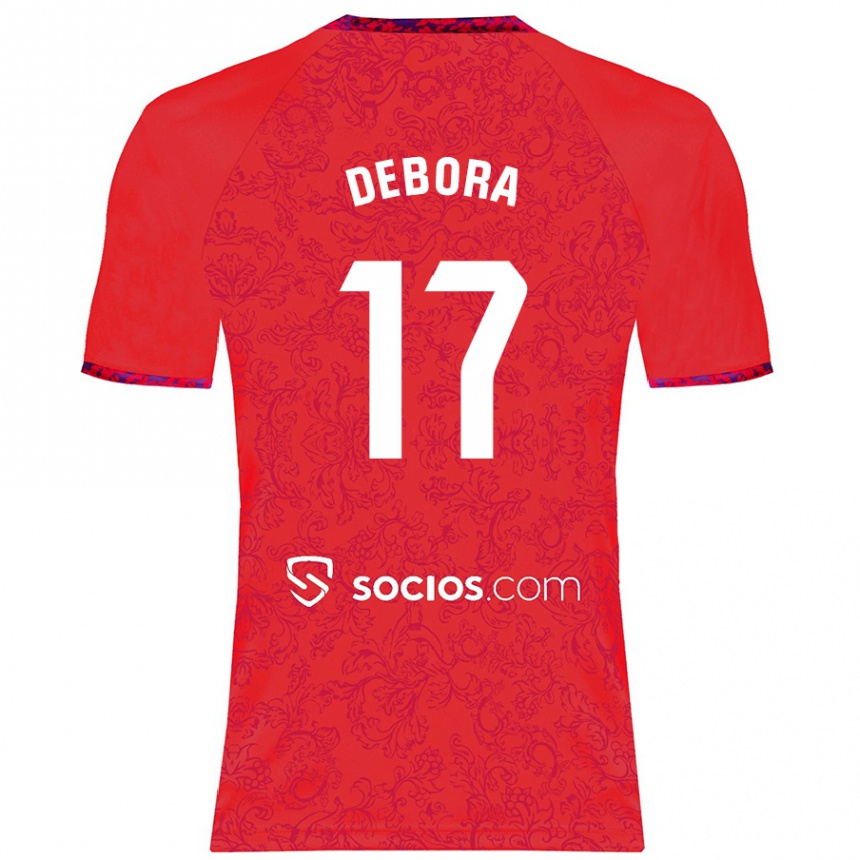 Men Football Débora García Mateo #17 Red Away Jersey 2024/25 T-Shirt Australia