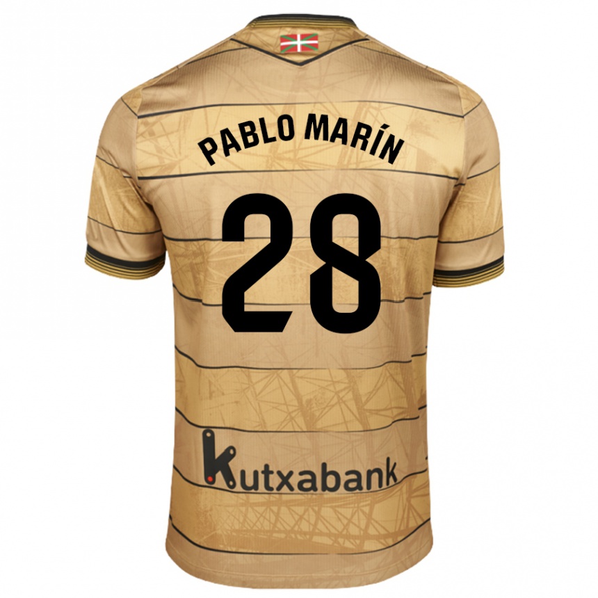 Men Football Pablo Marín #28 Brown Away Jersey 2024/25 T-Shirt Australia