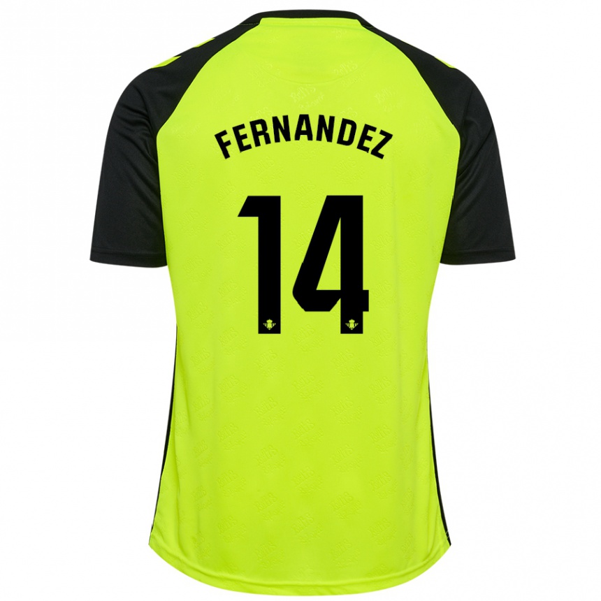 Men Football Quique Fernández #14 Fluorescent Yellow Black Away Jersey 2024/25 T-Shirt Australia