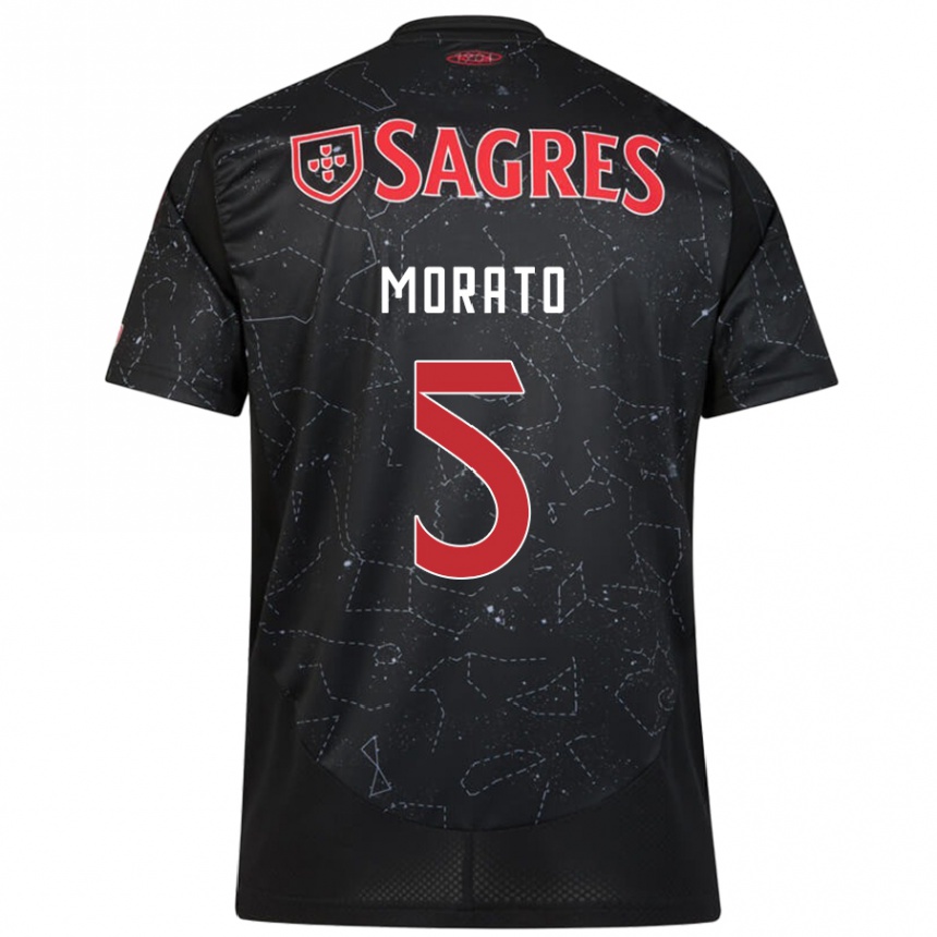 Men Football Morato #5 Black Red Away Jersey 2024/25 T-Shirt Australia