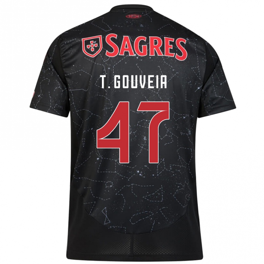 Men Football Tiago Gouveia #47 Black Red Away Jersey 2024/25 T-Shirt Australia