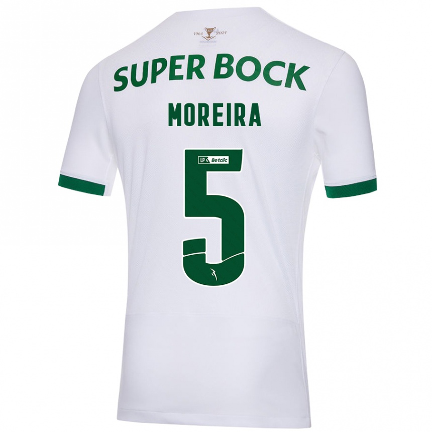 Men Football David Moreira #5 White Green Away Jersey 2024/25 T-Shirt Australia