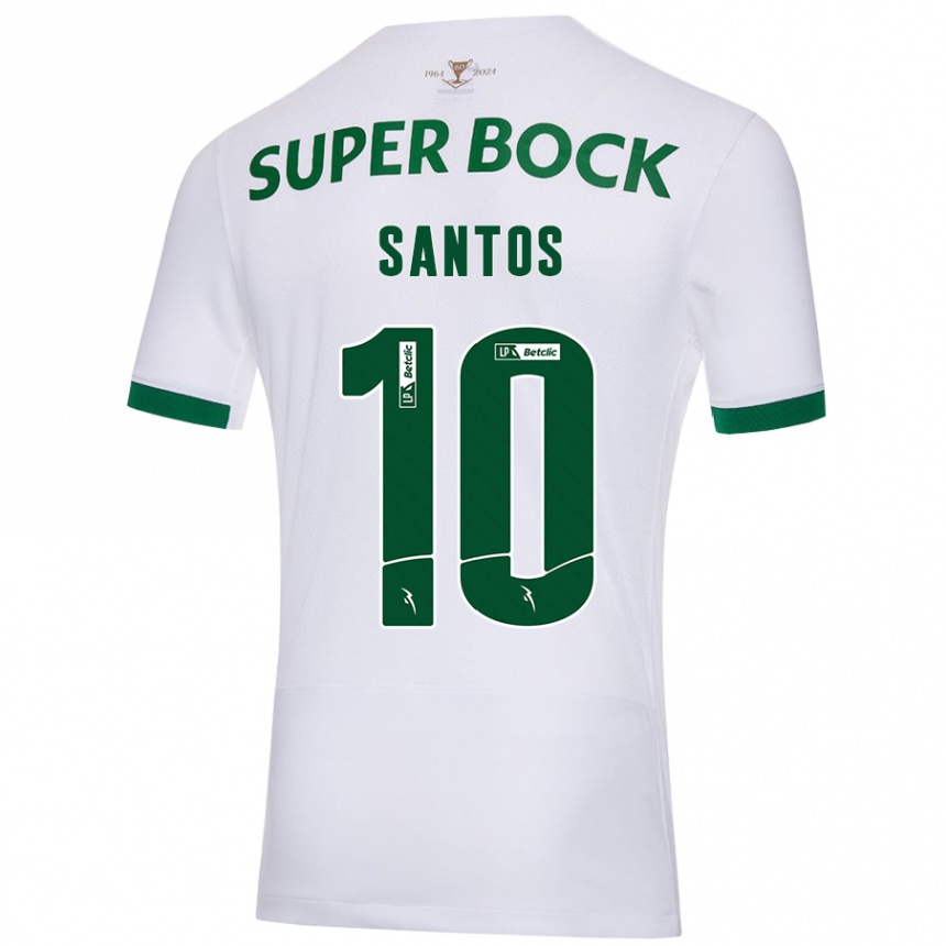 Men Football Guilherme Santos #10 White Green Away Jersey 2024/25 T-Shirt Australia