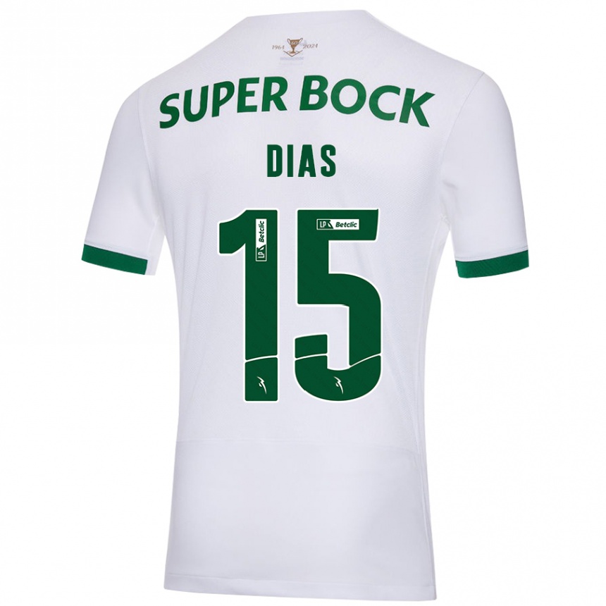 Men Football Rodrigo Dias #15 White Green Away Jersey 2024/25 T-Shirt Australia