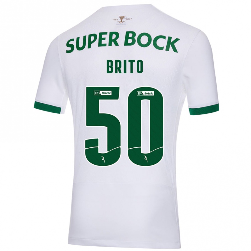 Men Football Alexandre Brito #50 White Green Away Jersey 2024/25 T-Shirt Australia