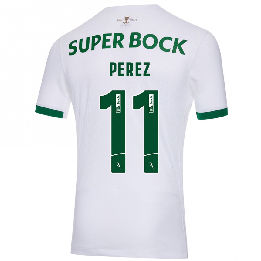 Men Football Brenda Pérez #11 White Green Away Jersey 2024/25 T-Shirt Australia