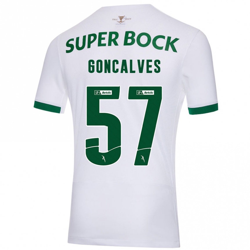 Men Football Inês Gonçalves #57 White Green Away Jersey 2024/25 T-Shirt Australia