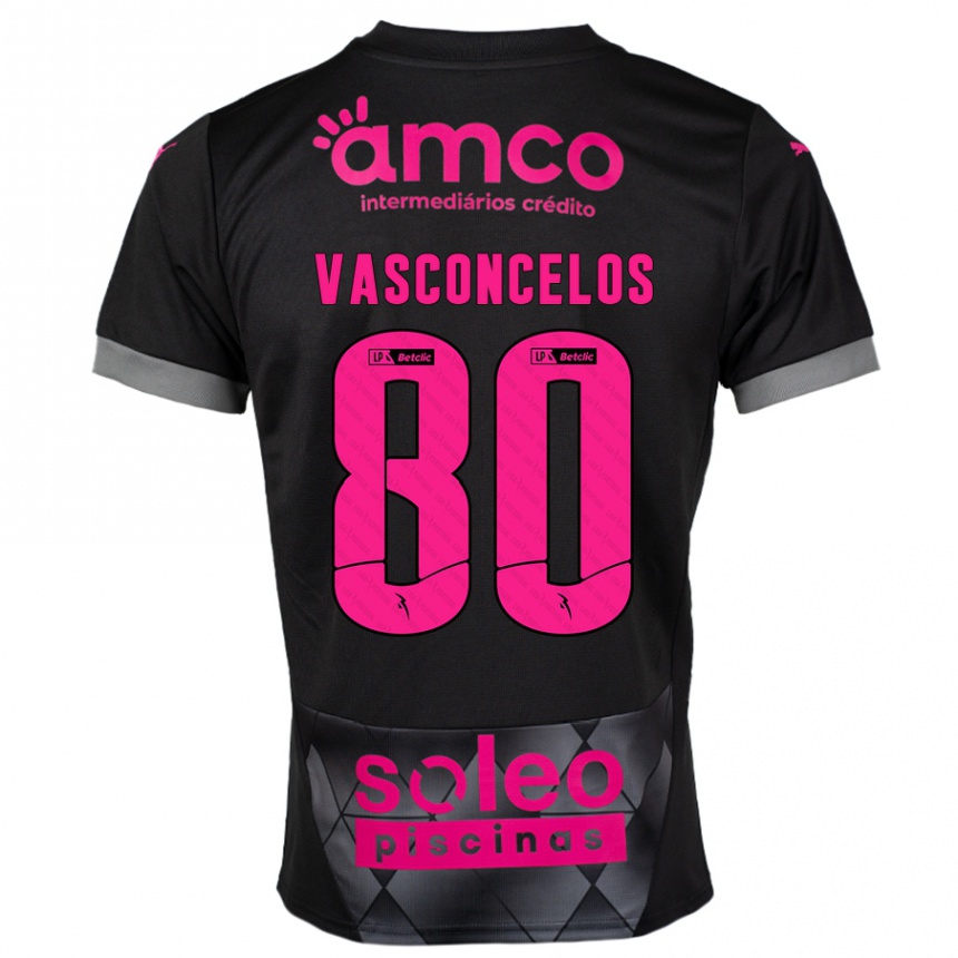 Men Football Vasconcelos #80 Black Pink Away Jersey 2024/25 T-Shirt Australia