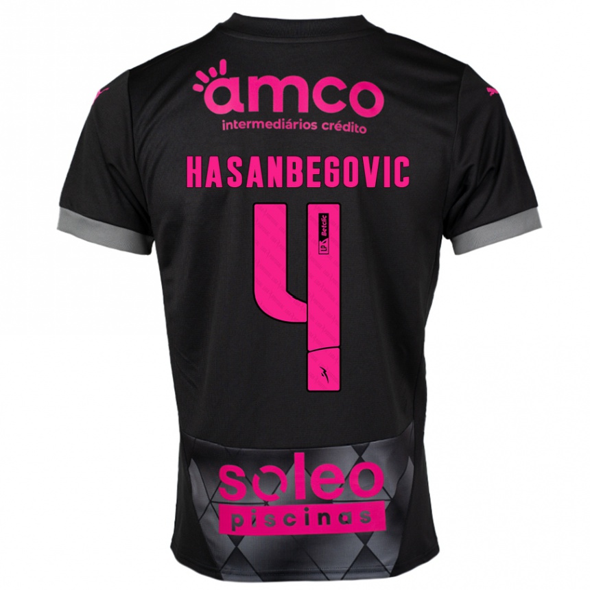 Men Football Melisa Hasanbegović #4 Black Pink Away Jersey 2024/25 T-Shirt Australia