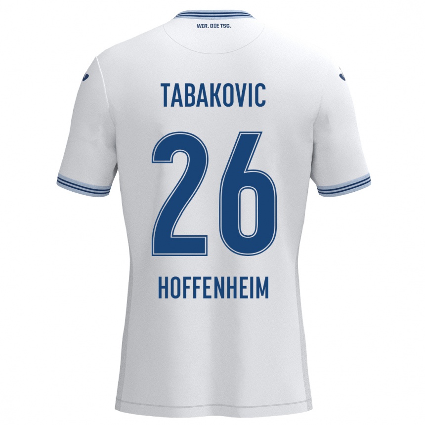 Men Football Haris Tabakovic #26 White Blue Away Jersey 2024/25 T-Shirt Australia