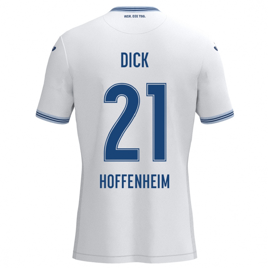 Men Football Laura Dick #21 White Blue Away Jersey 2024/25 T-Shirt Australia