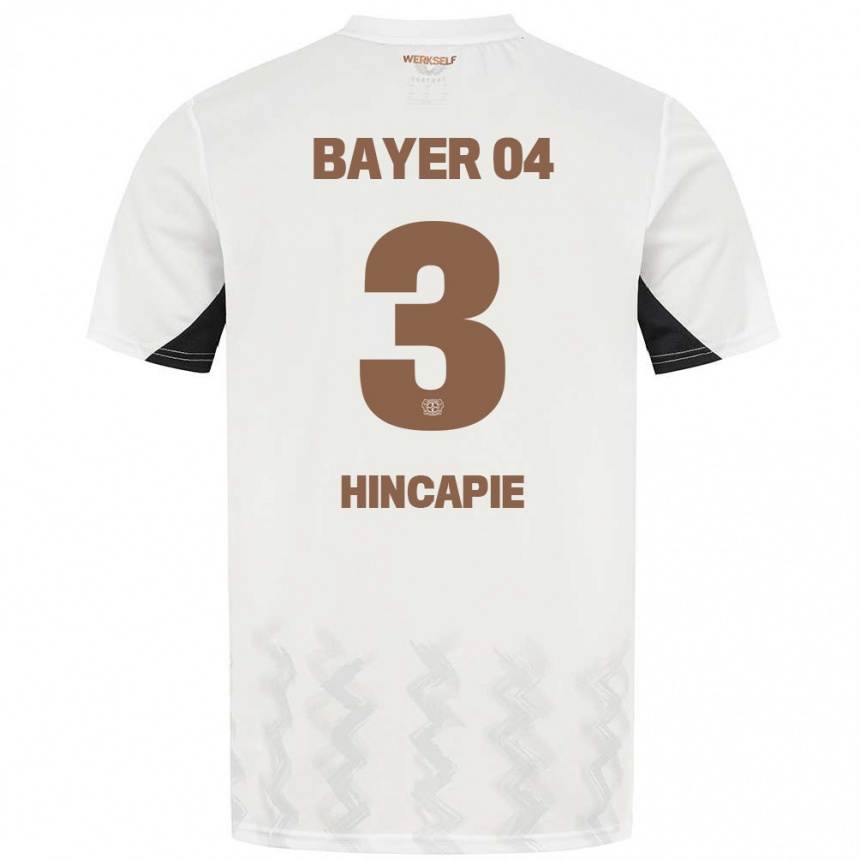 Men Football Piero Hincapié #3 White Black Away Jersey 2024/25 T-Shirt Australia