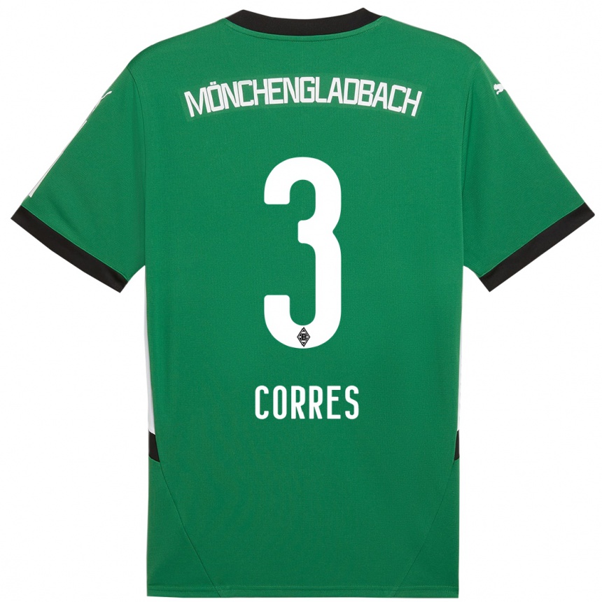 Men Football Carolin Corres #3 Green White Away Jersey 2024/25 T-Shirt Australia