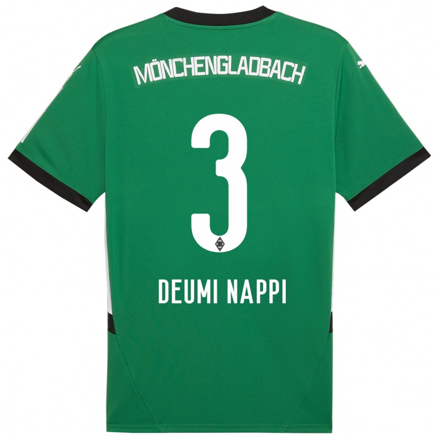 Men Football Dimitrie Deumi Nappi #3 Green White Away Jersey 2024/25 T-Shirt Australia