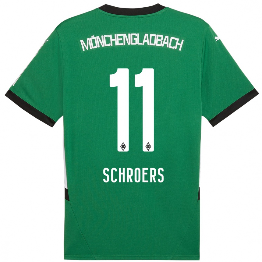 Men Football Mika Schroers #11 Green White Away Jersey 2024/25 T-Shirt Australia