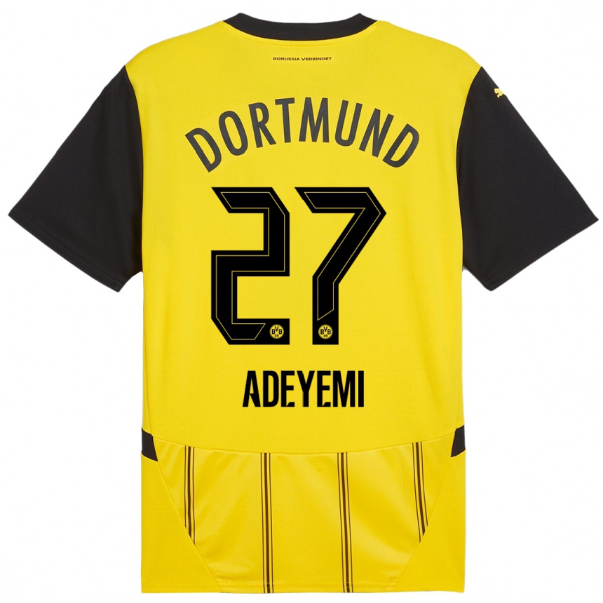 Women Football Karim Adeyemi #27 Yellow Black Home Jersey 2024/25 T-Shirt Australia