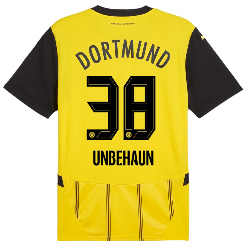 Women Football Luca Unbehaun #38 Yellow Black Home Jersey 2024/25 T-Shirt Australia