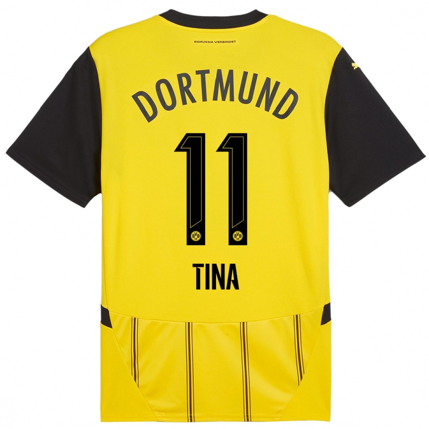 Women Football Abdulla Tina #11 Yellow Black Home Jersey 2024/25 T-Shirt Australia