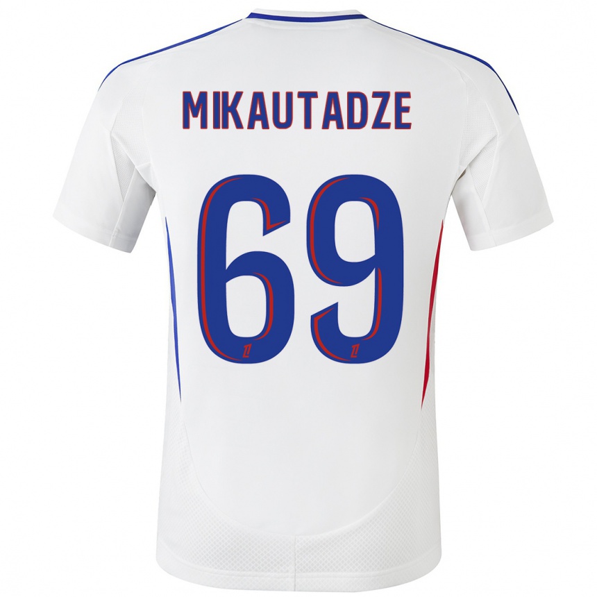 Women Football Georges Mikautadze #69 White Blue Home Jersey 2024/25 T-Shirt Australia