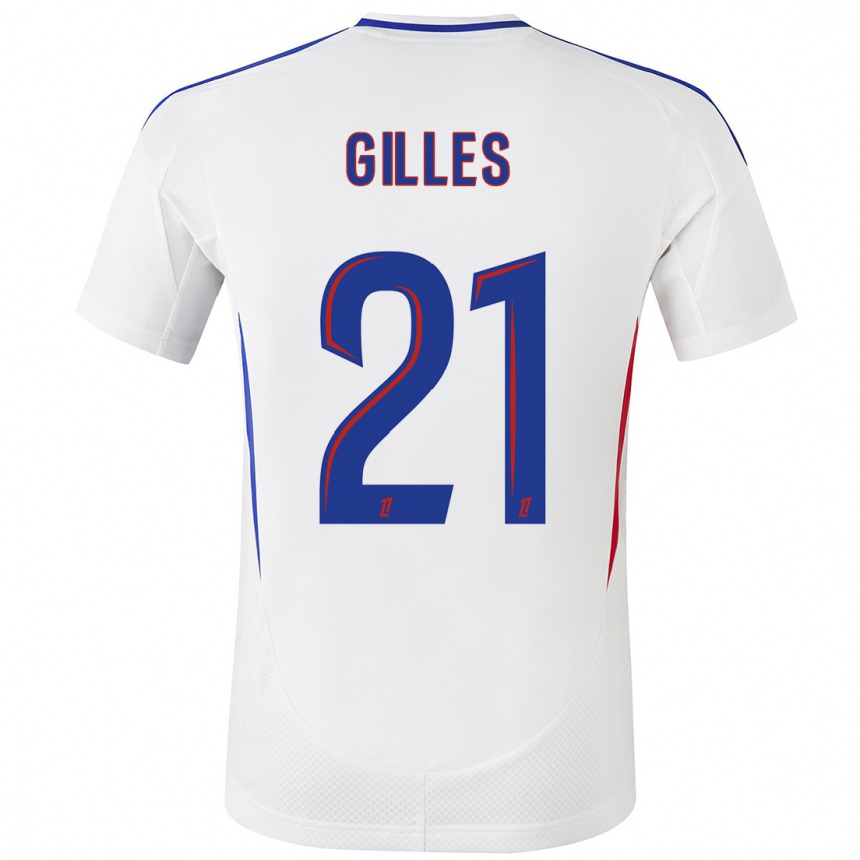 Women Football Vanessa Gilles #21 White Blue Home Jersey 2024/25 T-Shirt Australia