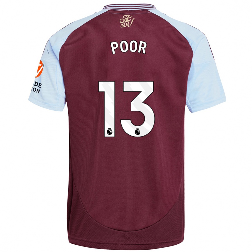 Women Football Sophia Poor #13 Burgundy Sky Blue Home Jersey 2024/25 T-Shirt Australia