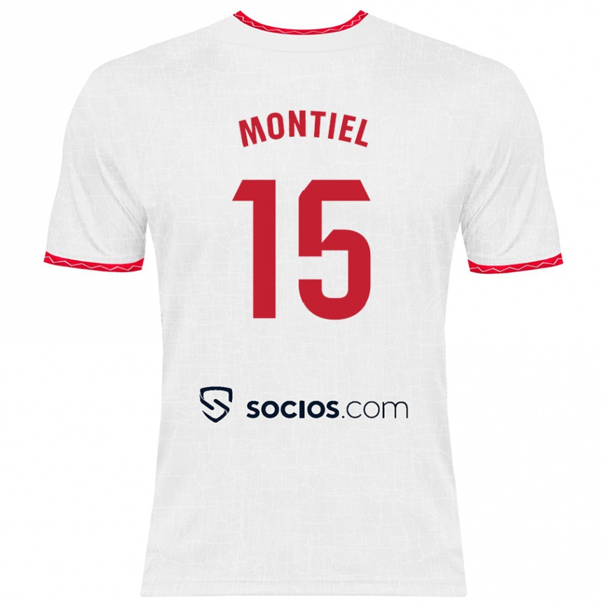 Women Football Gonzalo Montiel #15 White Red Home Jersey 2024/25 T-Shirt Australia