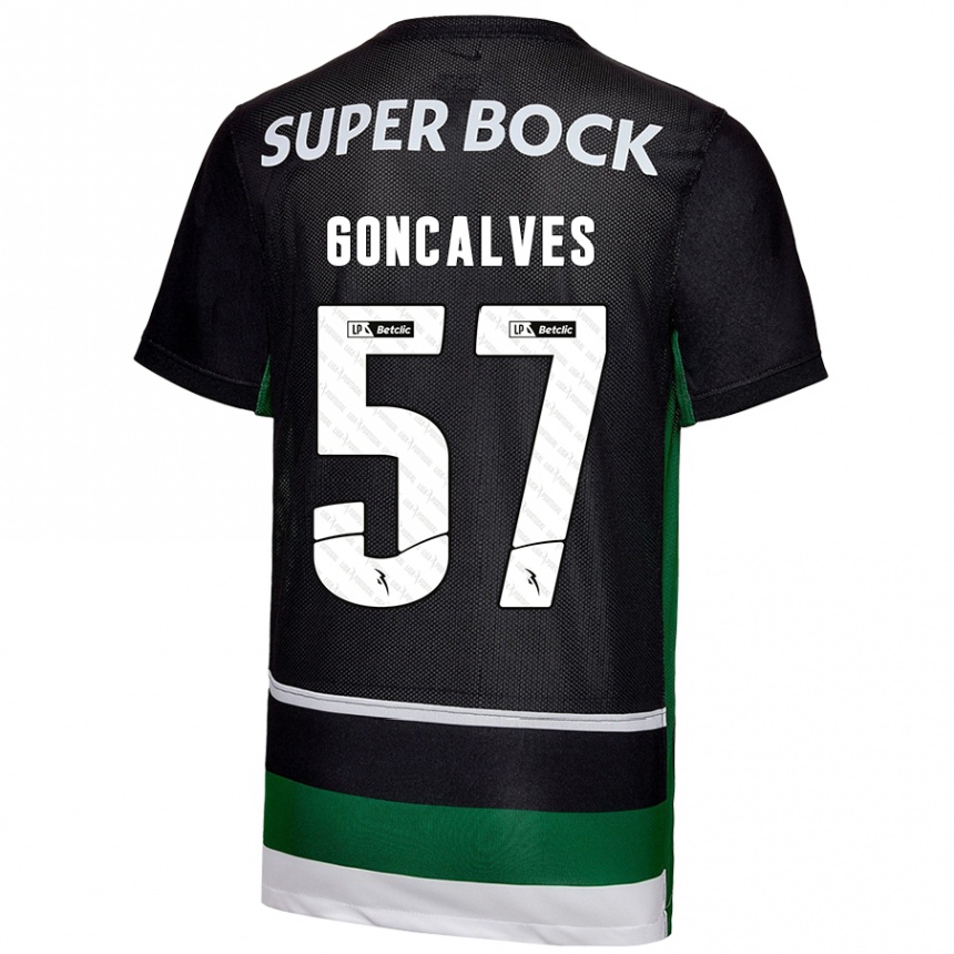 Women Football Inês Gonçalves #57 Black White Green Home Jersey 2024/25 T-Shirt Australia