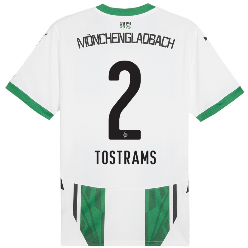 Women Football Eva Tostrams #2 White Green Home Jersey 2024/25 T-Shirt Australia