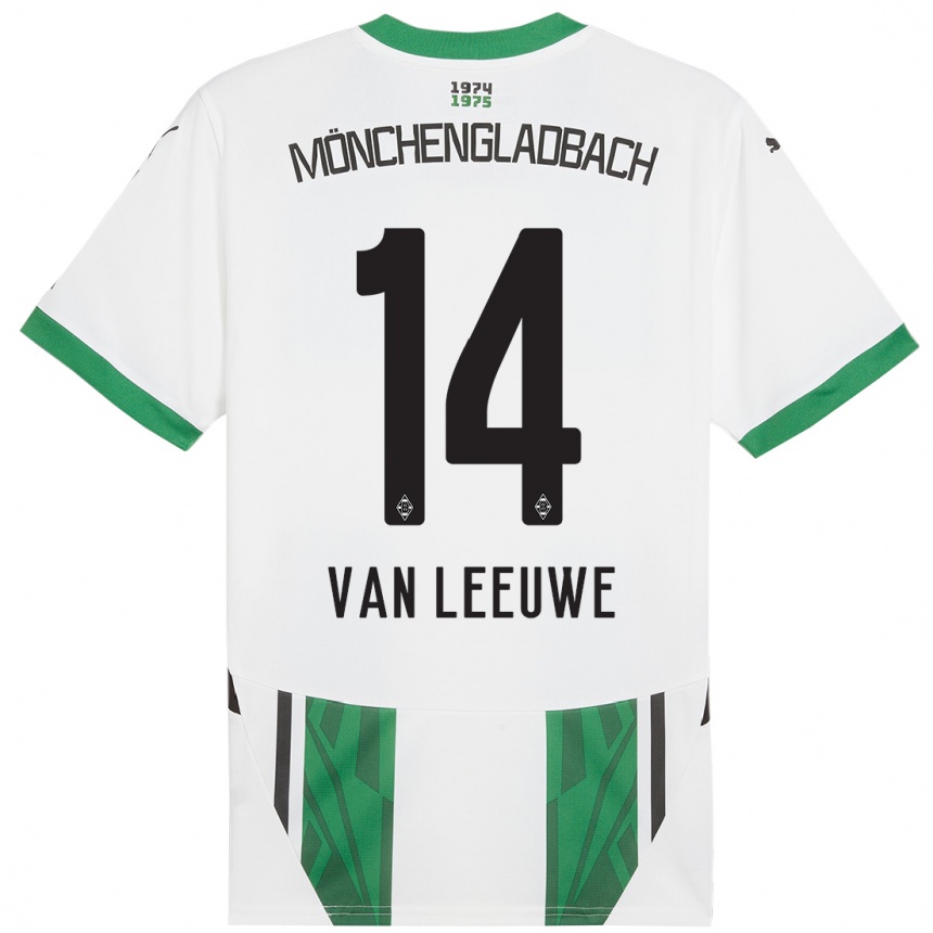 Women Football Kyra Van Leeuwe #14 White Green Home Jersey 2024/25 T-Shirt Australia