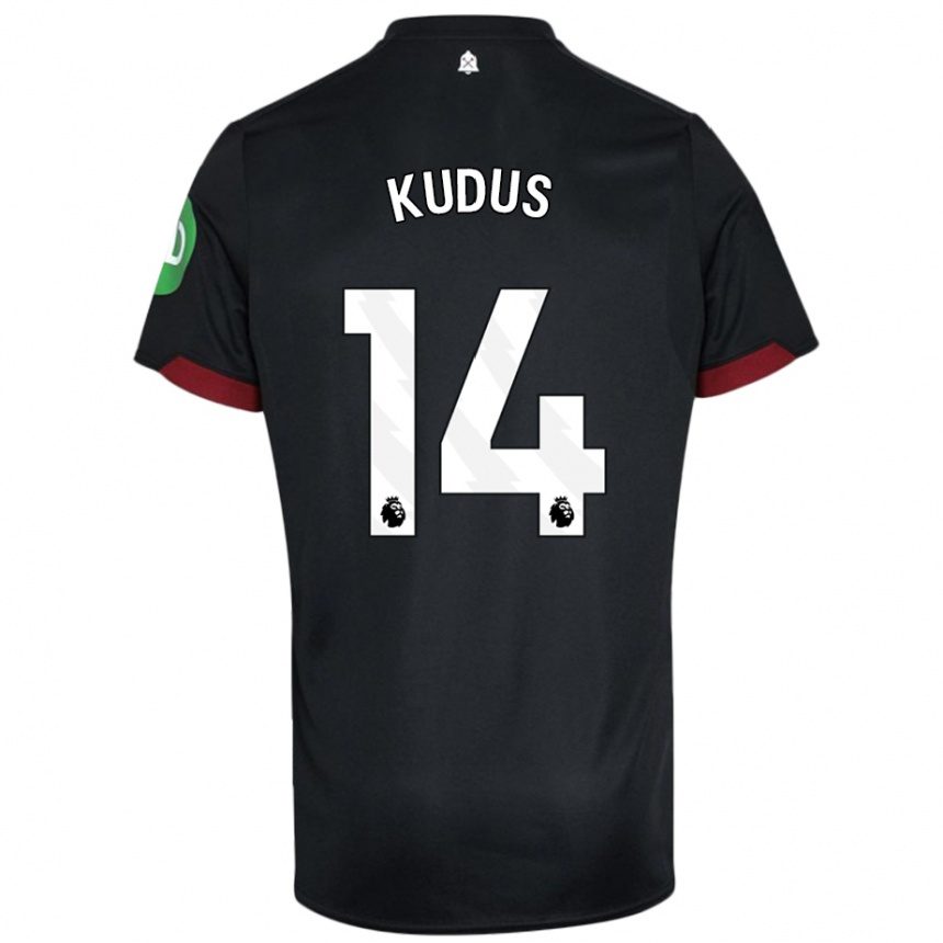 Women Football Mohammed Kudus #14 Black White Away Jersey 2024/25 T-Shirt Australia