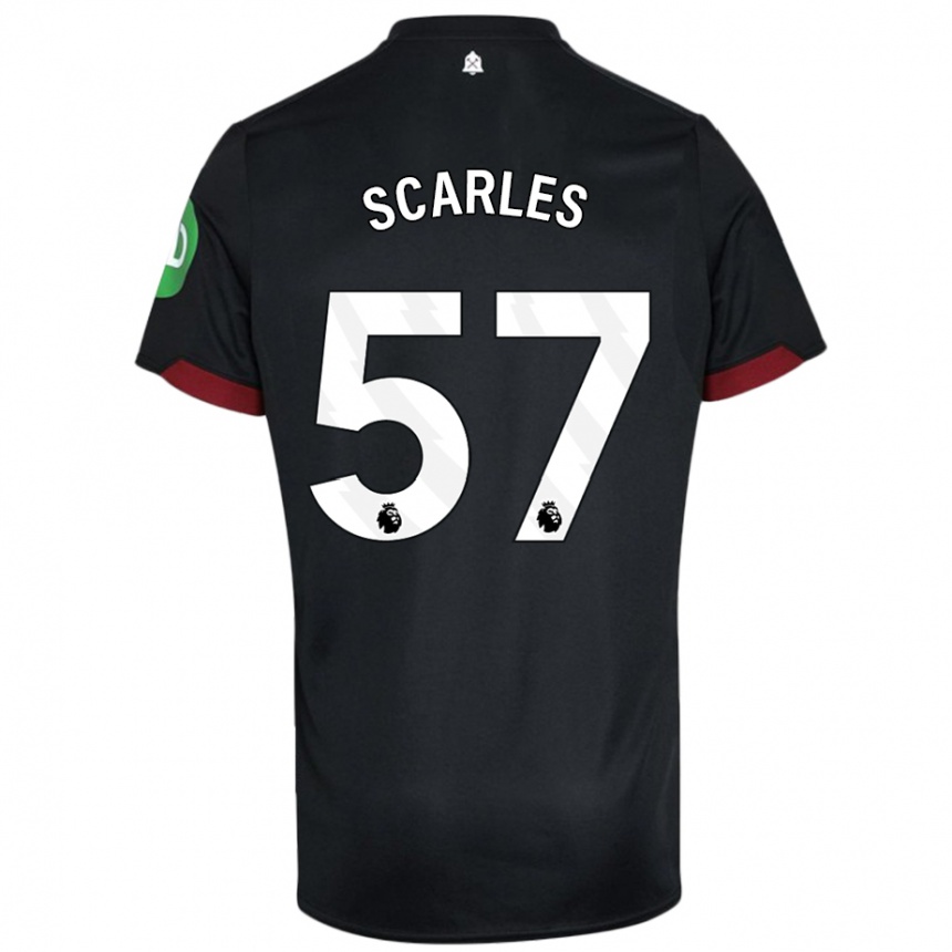 Women Football Oliver Scarles #57 Black White Away Jersey 2024/25 T-Shirt Australia