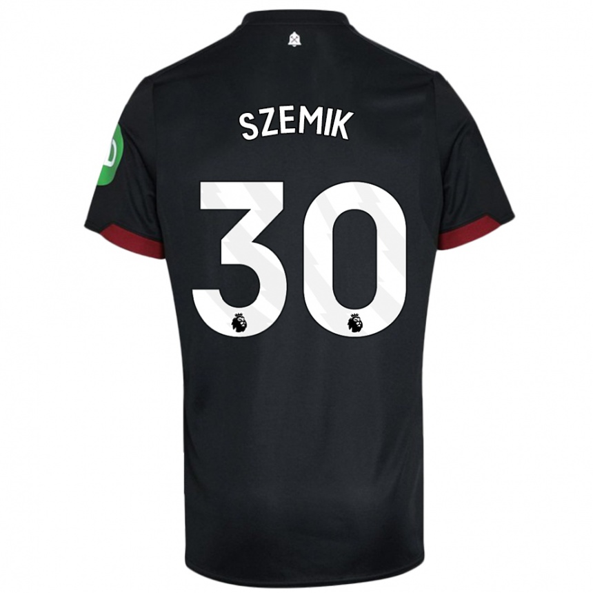 Women Football Kinga Szemik #30 Black White Away Jersey 2024/25 T-Shirt Australia