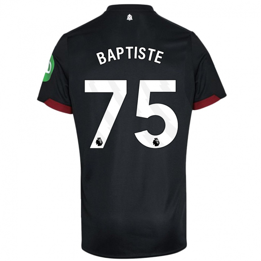 Women Football Jamal Baptiste #75 Black White Away Jersey 2024/25 T-Shirt Australia