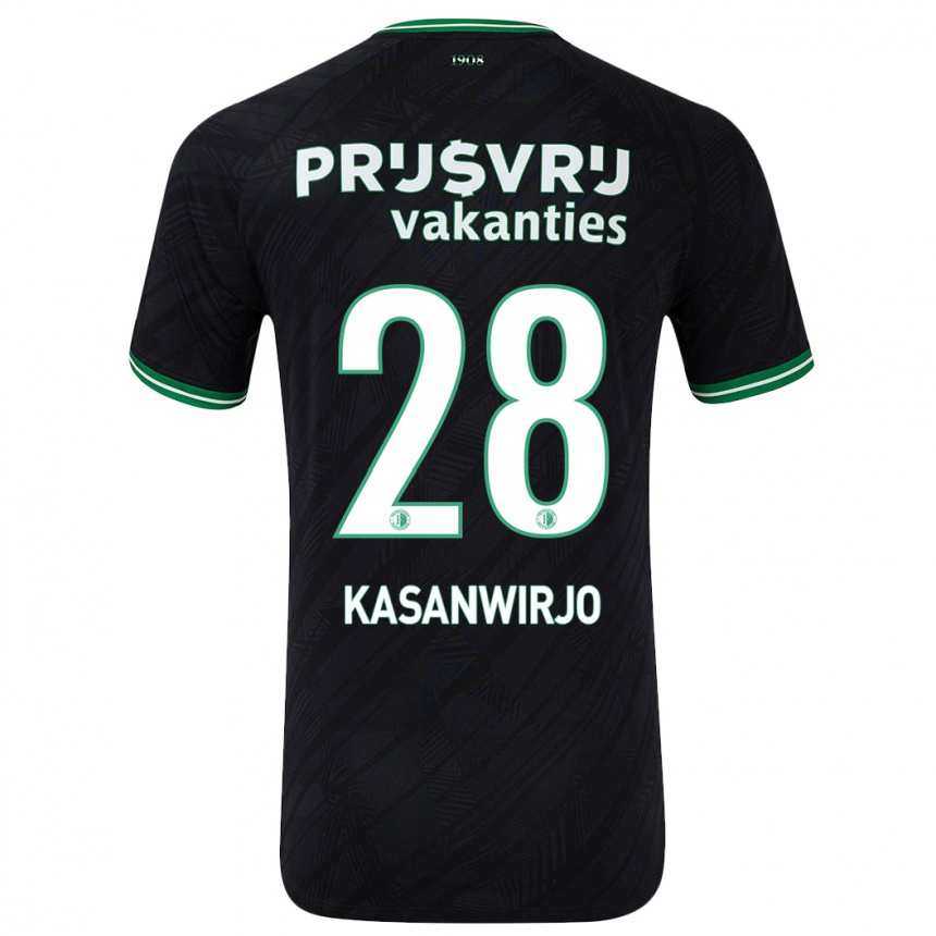 Women Football Neraysho Kasanwirjo #28 Black Green Away Jersey 2024/25 T-Shirt Australia