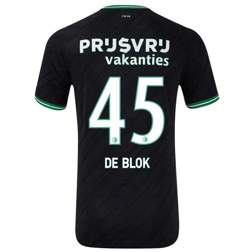 Women Football Lars De Blok #45 Black Green Away Jersey 2024/25 T-Shirt Australia