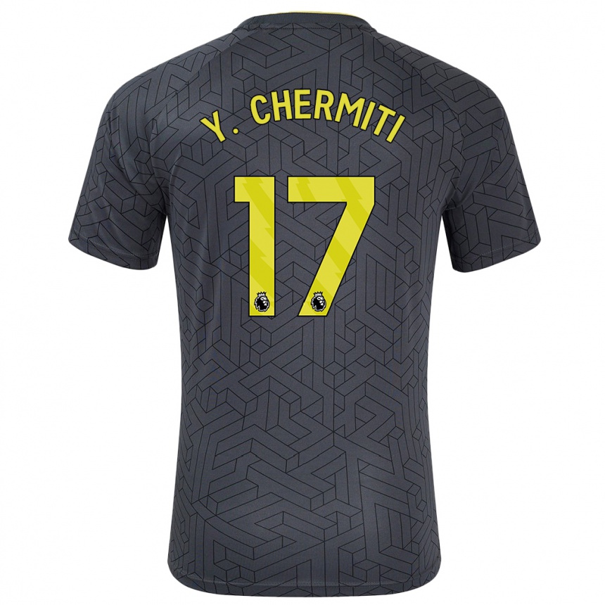 Women Football Chermiti #17 Black Yellow Away Jersey 2024/25 T-Shirt Australia