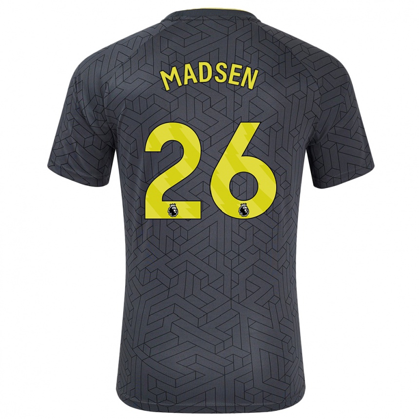 Women Football Rikke Madsen #26 Black Yellow Away Jersey 2024/25 T-Shirt Australia