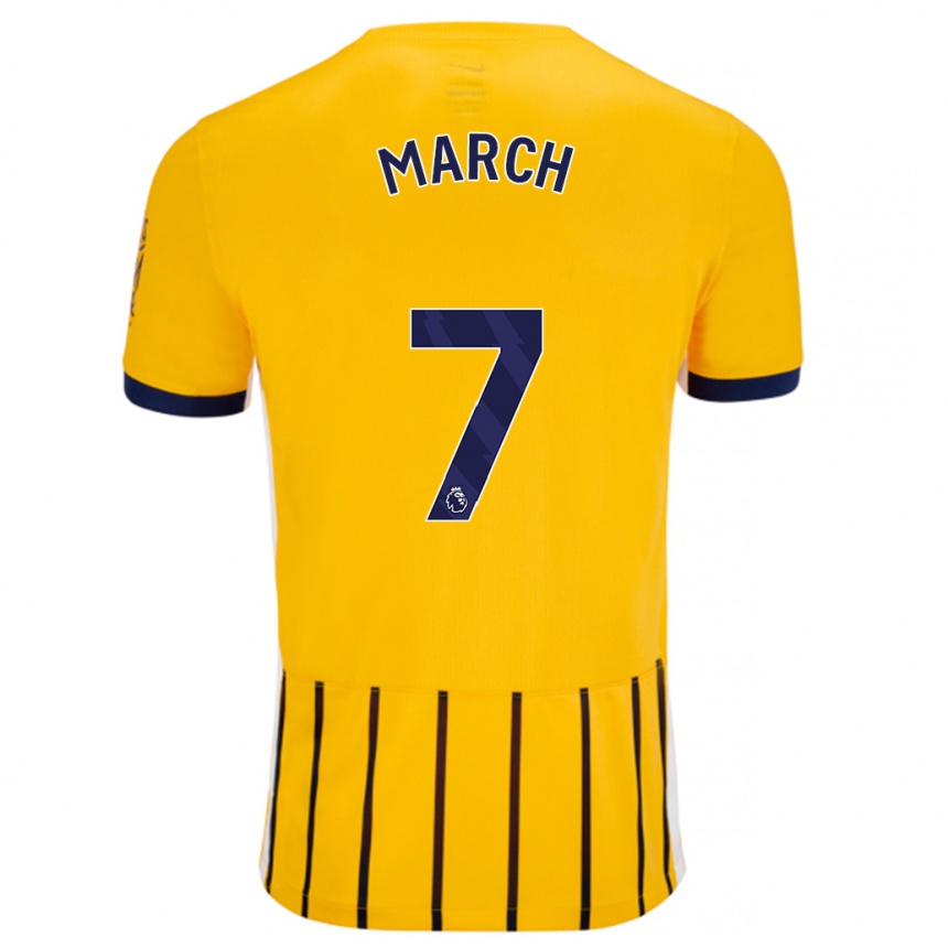 Women Football Solly March #7 Gold Blue Pinstripes Away Jersey 2024/25 T-Shirt Australia