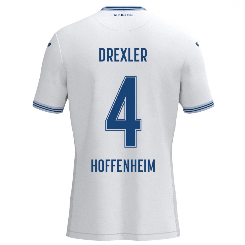 Women Football Tim Drexler #4 White Blue Away Jersey 2024/25 T-Shirt Australia