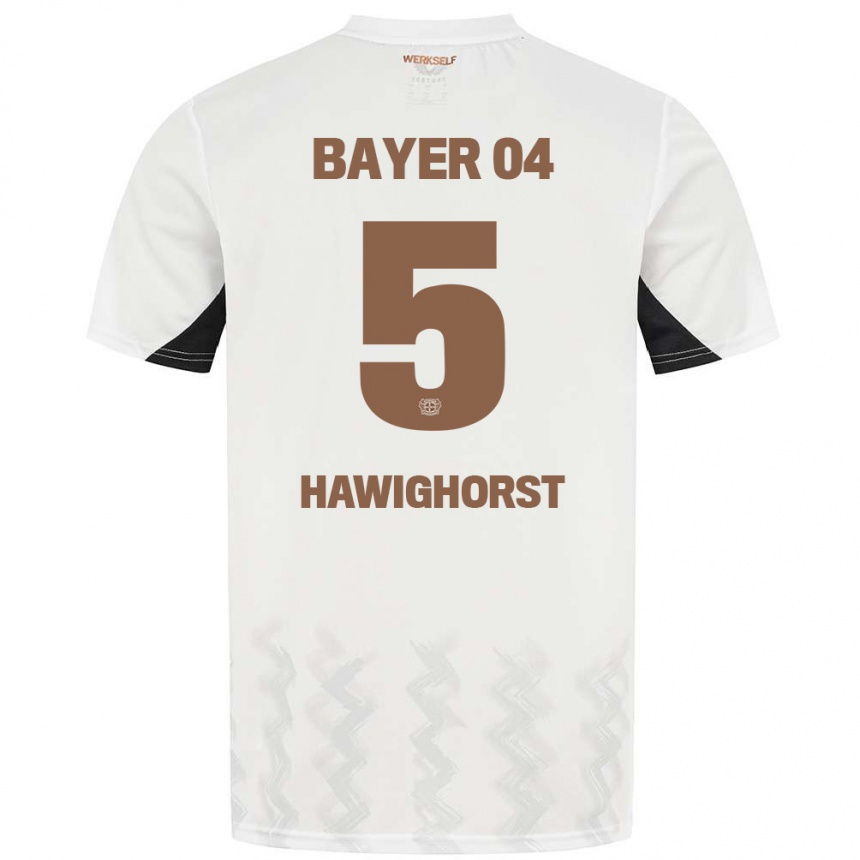 Women Football Ben Hawighorst #5 White Black Away Jersey 2024/25 T-Shirt Australia