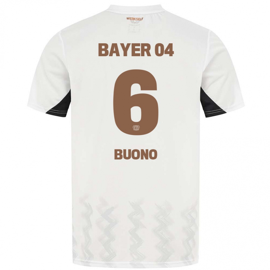 Women Football Francesco Buono #6 White Black Away Jersey 2024/25 T-Shirt Australia