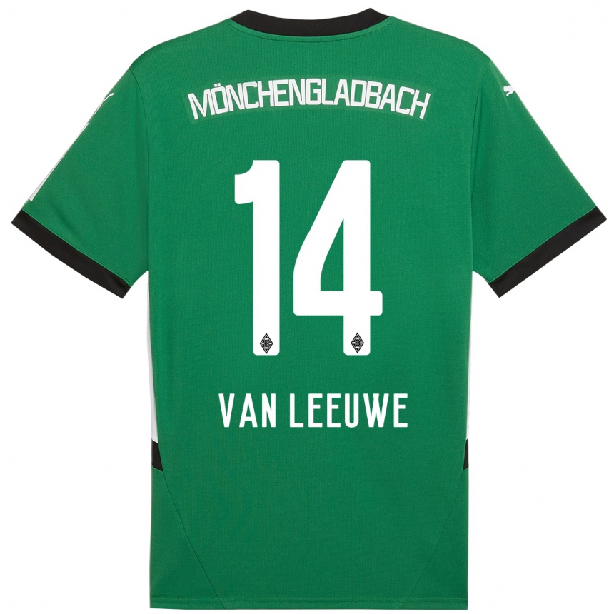 Women Football Kyra Van Leeuwe #14 Green White Away Jersey 2024/25 T-Shirt Australia