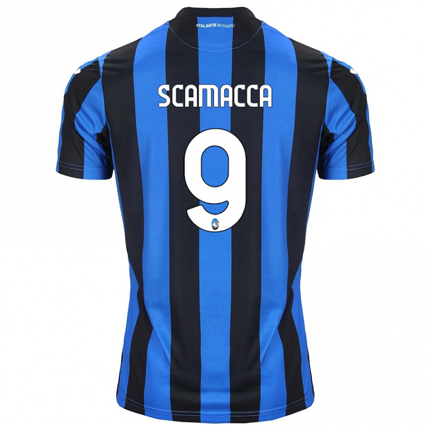 Kids Football Gianluca Scamacca #9 Blue Black Home Jersey 2024/25 T-Shirt Australia