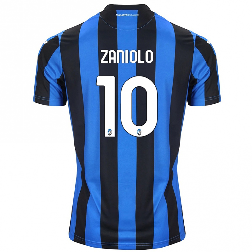 Kids Football Nicolo Zaniolo #10 Blue Black Home Jersey 2024/25 T-Shirt Australia