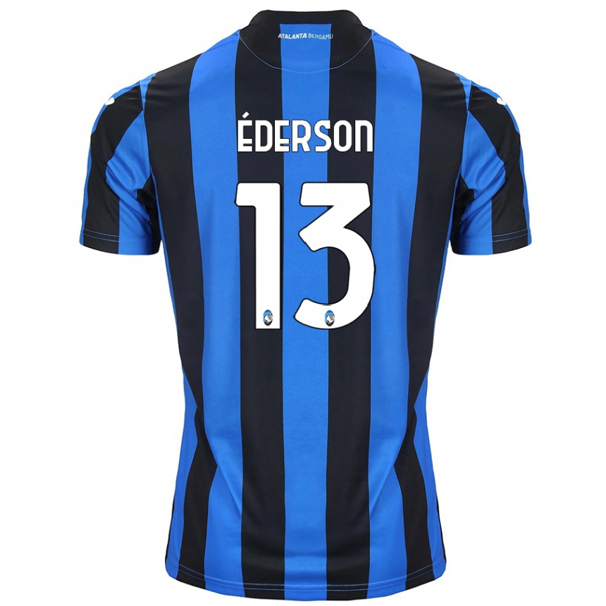 Kids Football Éderson #13 Blue Black Home Jersey 2024/25 T-Shirt Australia