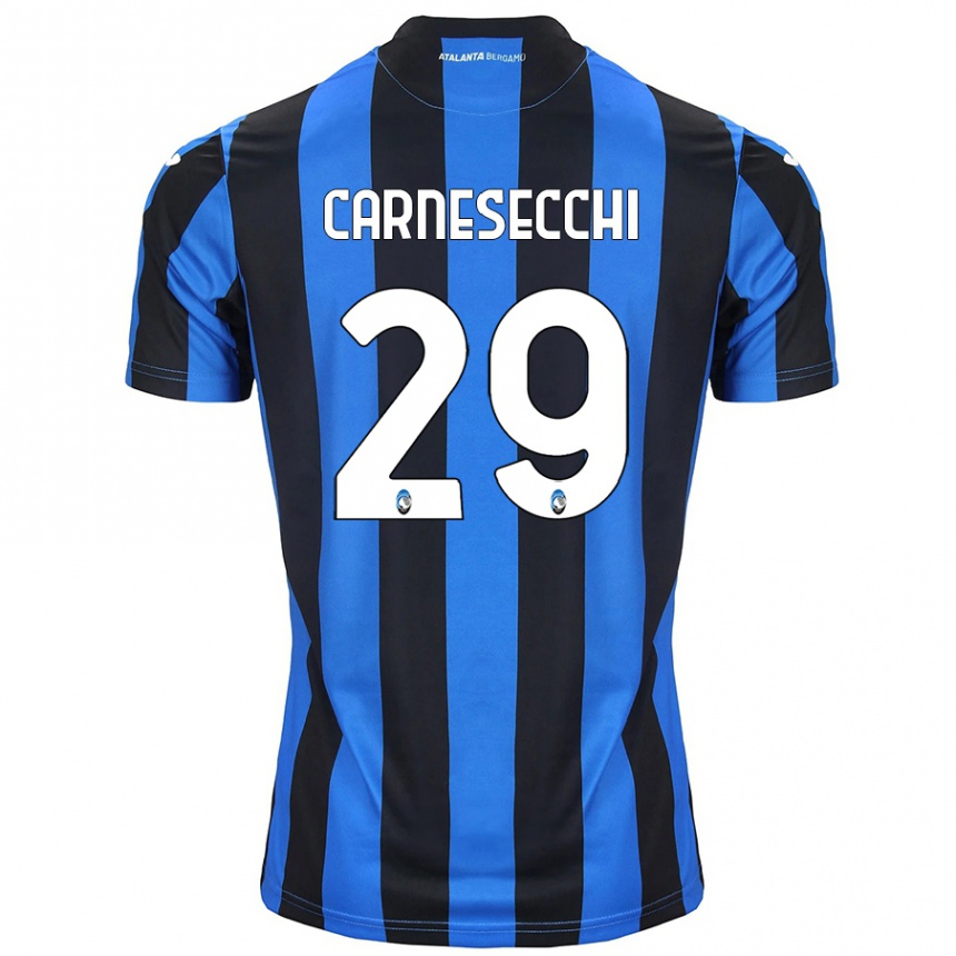 Kids Football Marco Carnesecchi #29 Blue Black Home Jersey 2024/25 T-Shirt Australia